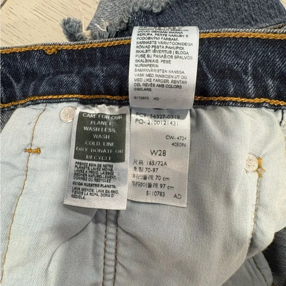 Levi's Indigo Distressed Jean Button Fly Shorts
